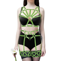 full body leather harness with garter women bondage fetish