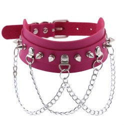 spikes collar with silver chain